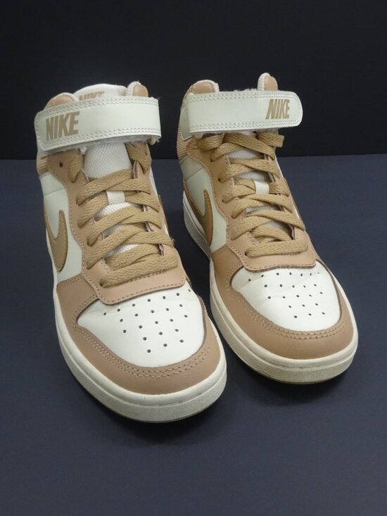 Nike Other - Nike White Tan Court Borough Mid 2 High Top Sneakers - Youth Size 4Y